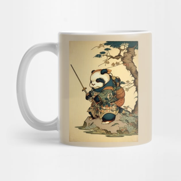 Samurai Panda Traditional Japanese Art Nouveau by entwithanaxe